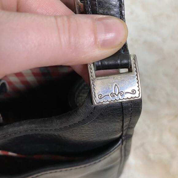 Brighton Black Crocodile Leather Handbag Medium Shoulder Bag Silver Hardware‎ - Picture 7 of 16